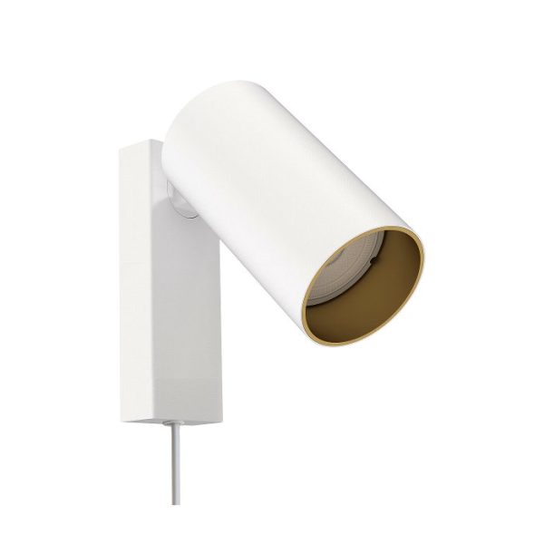 Modern White Gold Adjustable Plug-In Spotlight Wall Sconce with Switch 7773 Mono Nowodvorski