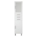Side 5 Drop 3 Drawers 2 Doors Tall Storage Floor Unit MDF White Gloss 40x32x184 right hinges