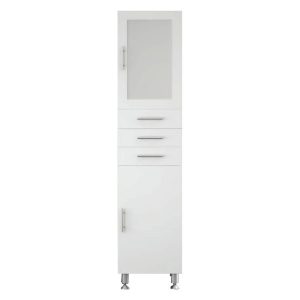 3 Drawers 2 Doors Tall Storage Floor Unit MDF White Gloss 40x32x184 Side 5 Drop right hinges