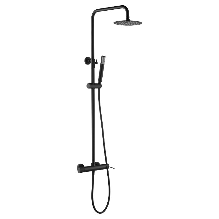 Modern Black Mat Shower System Kit with Round Shower Head Adjustable BDD038/NG Imex Line