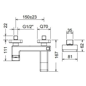 Diagram for bath shower mixer tap with shower kit 46019 Profili Plus La Torre