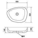 Σχεδιαγραμμα νιπτηρα μπανιου επιτραπεζιου ασυμετρου ιταλικου Metamorfosis 42550