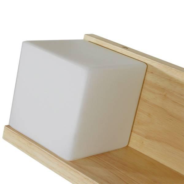 Απλίκα τοίχου ρουστίκ με ξύλινη βάση και λευκό καπέλο τετράγωνο 01365