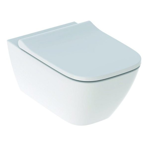 Geberit Smyle Square Rimfree Wall Hung Toilet with Quick Release Soft Close Seat 35x54