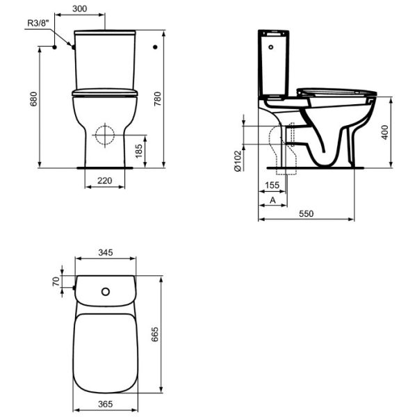 Λεκανη τουαλετας χαμηλης πιεσης επιδαπεδια με καζανακι σετ Ideal Standard Esedra
