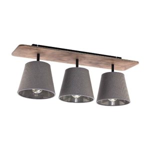 Modern 3-Light Wooden Fabric Brown Grey Ceiling Light with Adjustable Shades 9717 Awinion Nowodvorski