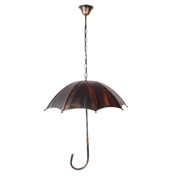 Φωτιστικά οροφήσ κρεμαστά ομπρέλα μαύρα αντικέ με σκουριά 5φωτα 01406