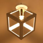 Minimal Industrial 1-Light Square White Metal Semi – Flush Mount Ceiling Light 00800 CUBE