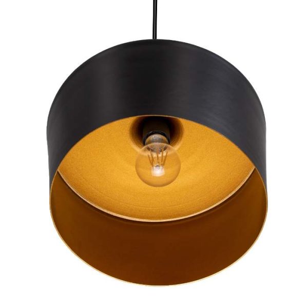 Modern 1-Light Black Gold Metal Pendant Ceiling Light Ø30 01287-A ROCKFORD