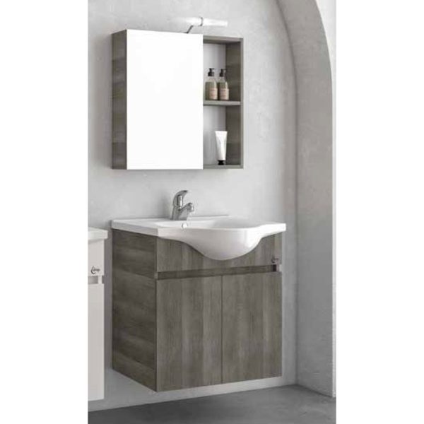 Drop Fiore 55 Grey Wall Hung Bathroom Furniture with Wash Basin Set 64x46