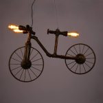 Hydraulic Tube Steampunk Industrial 3-Light Bronze Pendant Ceiling Light Bicycle 00660