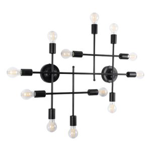 Industrial 12-Light Black Linear Minimal Metallic Wall Lamp 00667 PIPING