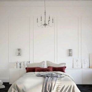 Bedroom Classic Glass Metal 6-Light Candlestick Pendant Ceiling Light Chandelier 8154 Hampton