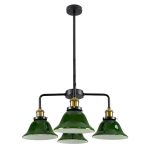 Biliard Vintage 4-Light Semi-Flush Mount Ceiling light With Green Glass Bell 00769 LIBRARY