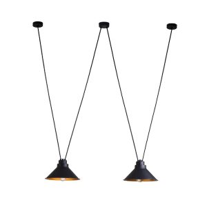 Industrial 2-Light Black Copper Metal Pendant Ceiling Light with Two Bell Shades 9147 Perm Nowodvorski