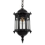 00655 DARCY Vintage 1-Light Black Pendant Ceiling Light Lantern With Grid Ø15.5