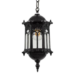 Vintage 1-Light Black Pendant Ceiling Light Lantern With Grid Ø15.5 00655 DARCY