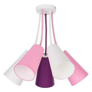 Modern 5-Light Kids Room Adjustable Pink Purple White Semi Flush Mount Ceiling Light Wire TK-Lighting