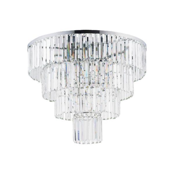 Classic 12-Light Chrome Transparent Crystal Ceiling Light Waterfall Chandelier Cristal L