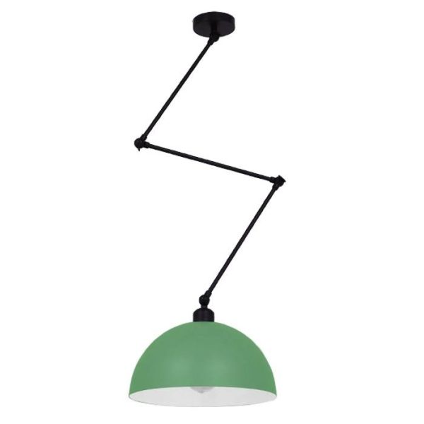 Industrial 1-Light Green Semi - Flush Mount Ceiling Light with Adjustable Arm 00936 LOTUS GREEN