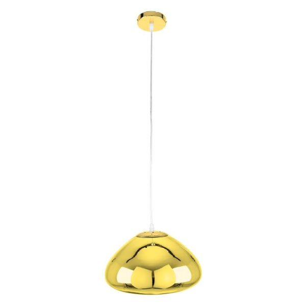 Glass Modern 1-Light Gold Hanging Ceiling Light Ø30 00760 globostar