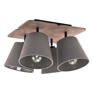 Modern 4-Light Wooden Fabric Brown Grey Ceiling Light with Adjustable Shades 9716 Awinion Nowodvorski