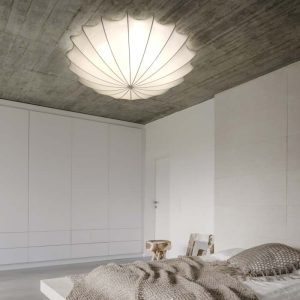 Bedroom Decorative Modern White 4-Light Fabric Flush Mount Ceiling Light 9672 Form L