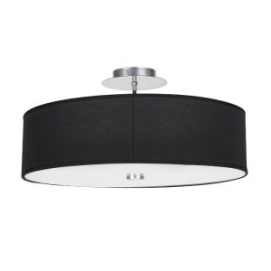 Black Fabric 3-Light Round Shaped Semi Flush Mount Ceiling Light 6390 Viviane Modern