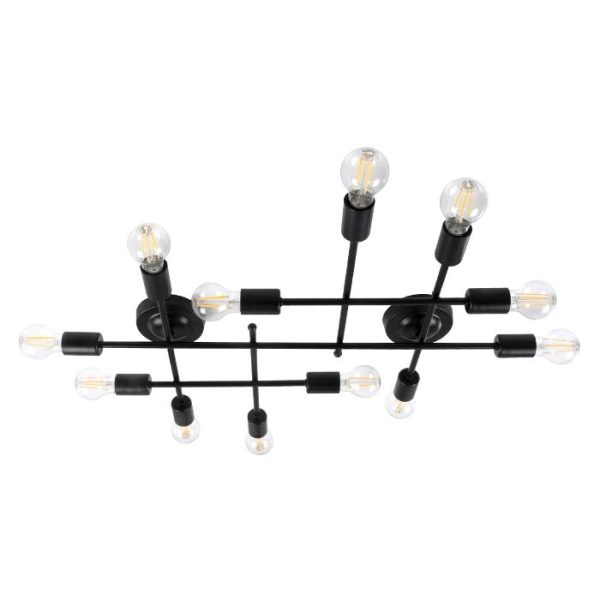 Vintage 12-Light Metal Black Linear Minimal Wall Sconce - Ceiling Light 00667 PIPING