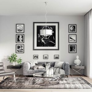 Living Room Neoclassic 6-Light White Fabric Pendant Ceiling Light Nuntucet VI