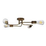 Antique Minimal Linear 4-Light Bronze Metal Semi – Flush Mount Ceiling Light 00839 LIBERTA