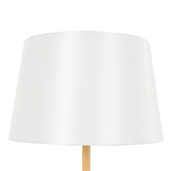 Minimal 1-Light White Floor Light with Beige Wooden Detail & Cone Shaped Shade 00828 globostar
