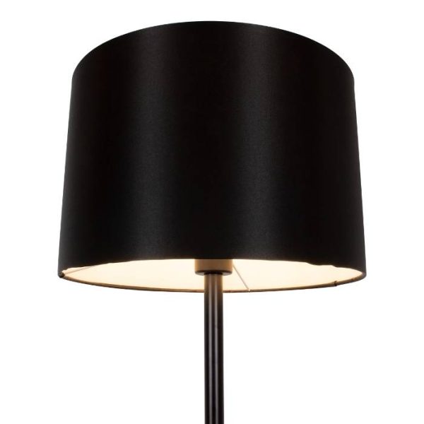Minimal Black Floor Lamp Round Fabric Shade 00822 ASHLEY