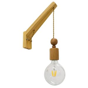 1-Light Rustic Beige Wooden Wall Lamp with Knitted Rope 00885 globostar