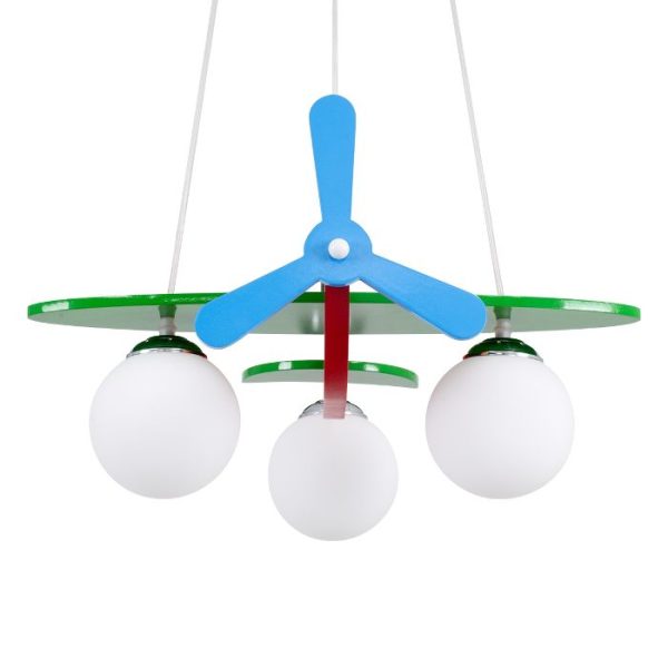Φωτιστικο οροφησ αεροπλανο ξυλινο κοκκινο μπλε πρασινο πολυφωτο για παιδικο δωματιο 01575 AIRPLANE