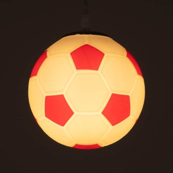 Παιδικα φωτιστικα οροφης κρεμαστα μοντερνα κοκκινα ασπρα μπαλα ποδοσφαιρου στρογγυλα 00642 FOOTBALL