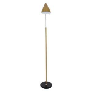 Minimal 1-Light Gold Blaack Floor Lamp with Bell Shaped Shade 00832