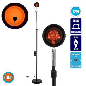 Black Decoration Effect Floor Lamp with Orange Led Lens Projector 00818