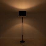 ASHLEY 00824 Modern Black 1-Light Tall Floor Lamp with Round Shade Ø40