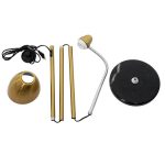 Minimal One-Light Gold Metal Floor Lamp with Bell Shaped Shade unassembled