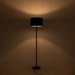 Modern 1-Light Black Floor Lamp with Round Shade 00822 ASHLEY