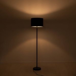 Modern Black Floor Lighting with Round Shade 00822 ASHLEY