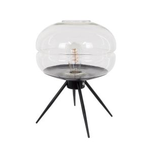 Modern 1-Light Glass Metal Transparent Black Bedside Lamp 00736 globostar