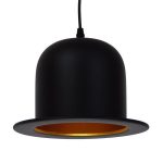 CHARLO 01214 Industrial Κρεμαστό Φωτιστικό Καπέλο Μαύρο με Χρυσό Ø26