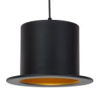 SHERLOCK 01215 Industrial Κρεμαστό Φωτιστικό Καπέλο Μαύρο με Χρυσό Ø26