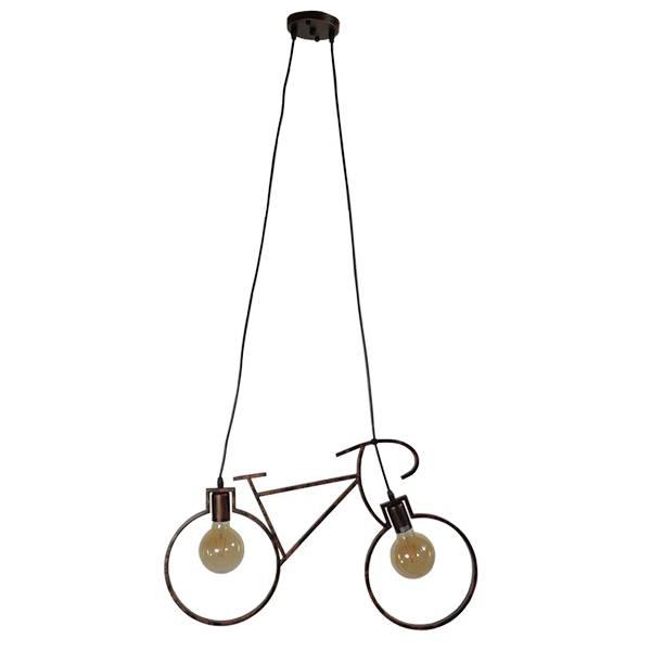 Βίνταζ φωτιστικό οροφήσ δίφωτο καφέ μεταλλικό στυλ ποδήλατο Bike 01301
