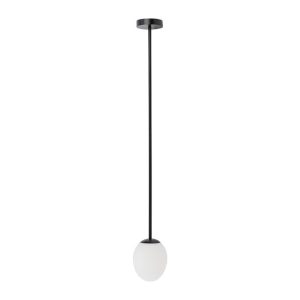 Minimal 1-Light Black Metal White Glass Bathroom Ceiling Light IP44 8124 Ice Egg A Nowodvorski