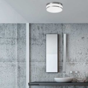 Bathroom Round Modern White Chrome Glass Metal Flush Mount Led Ceiling Light 9501 Malakka Nowodvorski
