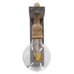 1-Light Grey Rustic Vintage Wooden Wall Lamp With Beige Rope 00879 KENSI globostar