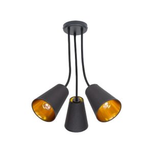 Modern Black Gold 3-Light Semi Flush Mount Ceiling Light Wire TK-Lighting